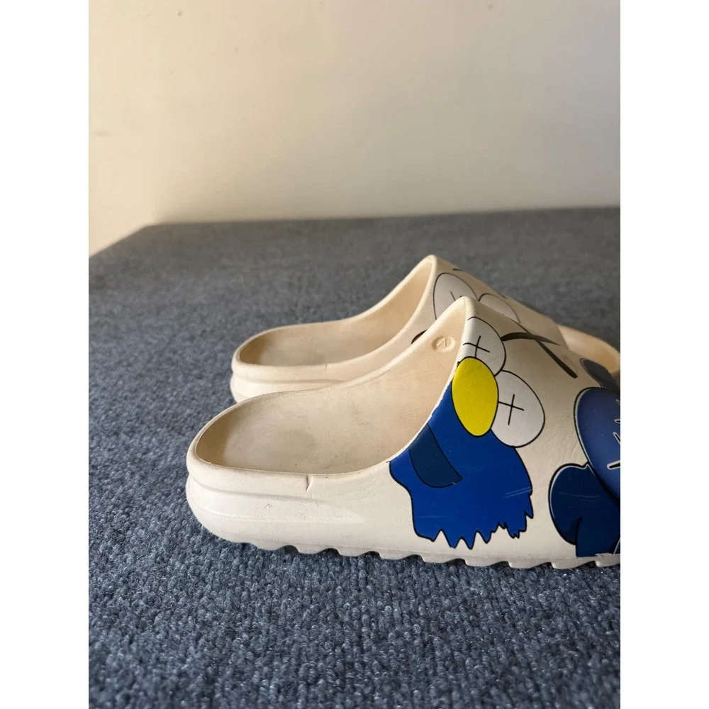 Men's Beige KAWS Graphic Slide Sandals Foam Upper Comfort Slip-On 7.5/8